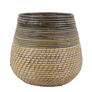 Kôš guľatý šedo-žltý 40 x 40 x 33 cm bambusový