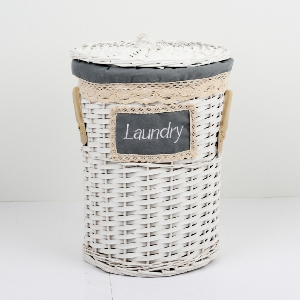 Kôš na bielizeň s koženými pútkami malý