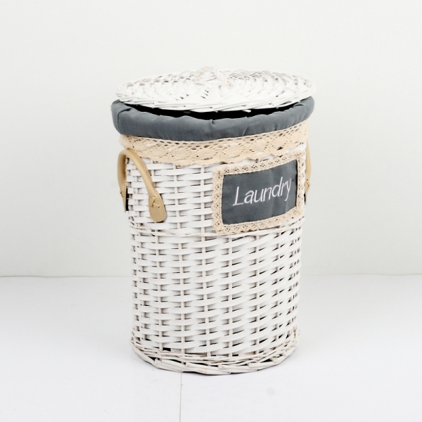 Kôš na bielizeň s koženými pútkami malý