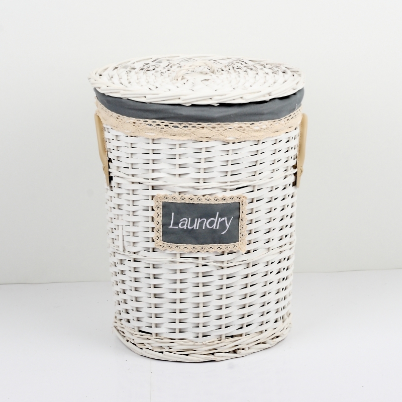 Kôš na bielizeň s koženými pútkami stredný 47cm