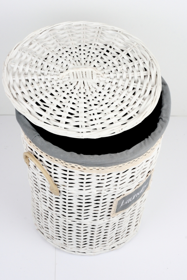 Kôš na bielizeň s koženými pútkami stredný 47cm