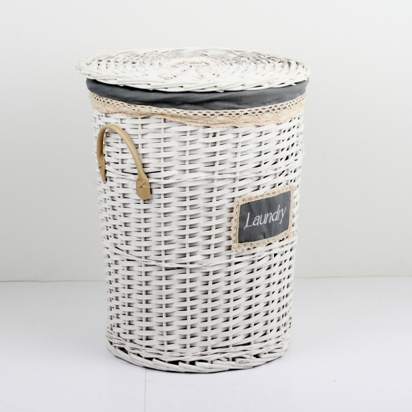 Kôš na bielizeň s koženými pútkami stredný 47cm