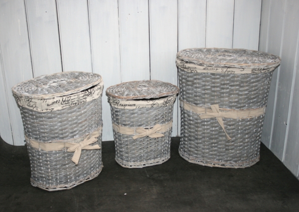 Kôš na bielizeň sivé prútia 37x32x22cm