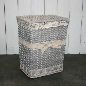 Kôš na bielizeň šedej prútia 53x40x43cm
