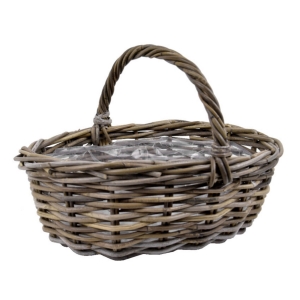 Kôš ratanový 46 x 39 x 18 cm sivý
