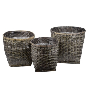 Kôš s hranatou základňou set 3 kusov 42 x 42 x 40 cm tmavý bambus