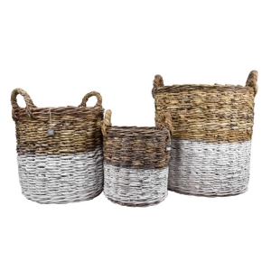 Kôš s dvoma ušami prírodný s bielou 57 x 57 x 56 x cm abaca veľký