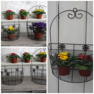 Košík drôtený antik. sada dvoch košíkov