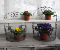 Košík drôtený antik. sada dvoch košíkov