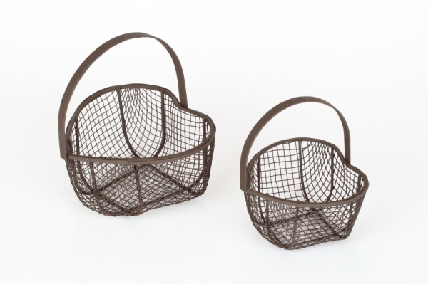 Košík drôtený antik srdce 2ks