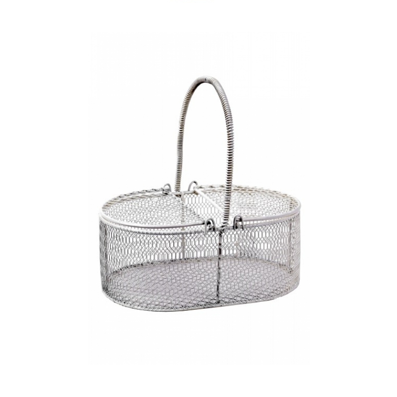 Košík drôtený biely krémový 17x12x18cm