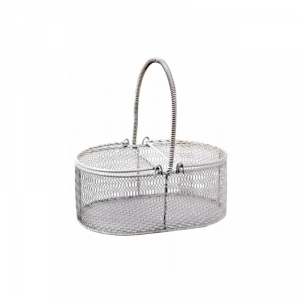 Košík drôtený biely krémový 17x12x18cm