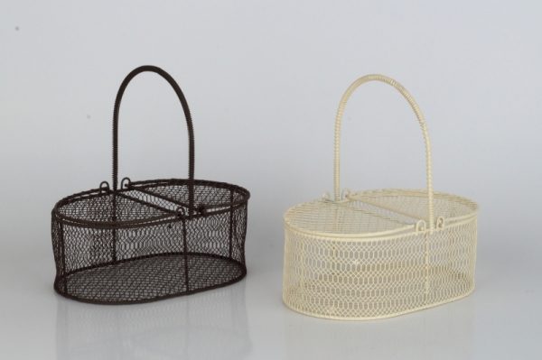 Košík drôtený biely krémový 17x12x18cm