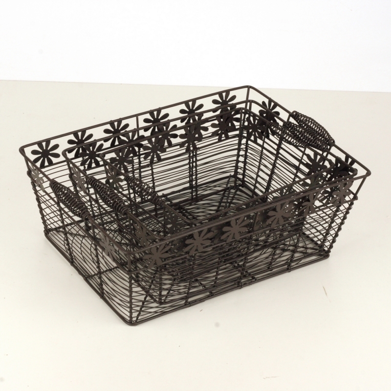 Košík drôtený s kvietkami 31x23x12cm