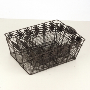 Košík drôtený s kvietkami 37x26,5x13cm 