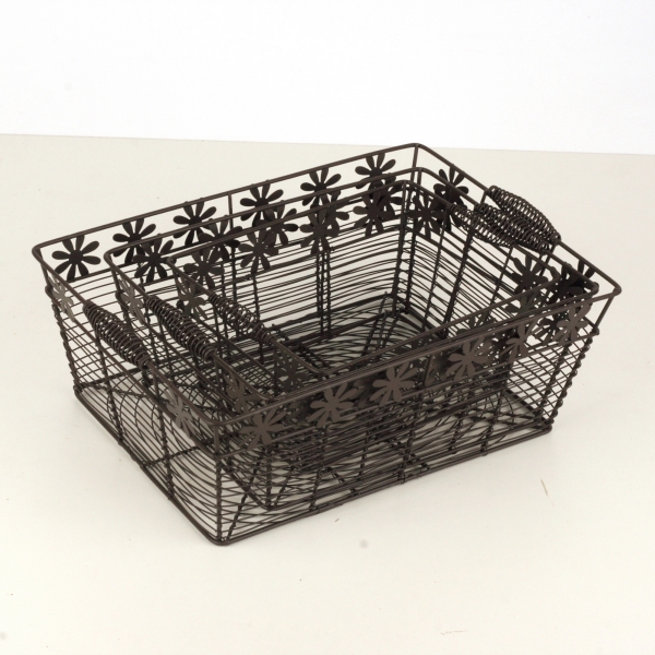 Košík drôtený s kvietkami 37x26,5x13cm 