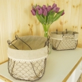 Košík drôtený s látkou set 2 ks