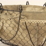 Košík drôtený s látkou set 2 ks