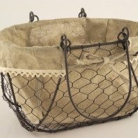 Košík drôtený s látkou set 2 ks
