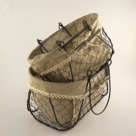 Košík drôtený s látkou set 2 ks