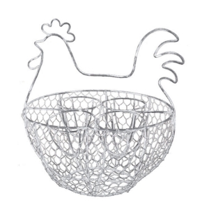 Košík SLIEPOČKA so stojanom na vajíčka šedý 23 x 19,5 x 17 cm drôtený