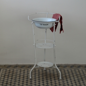 Kúpeľňový retro stojan biely 80cm