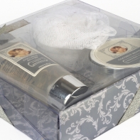 Kúpeľnový set, výživný krém, telové maslo a hubka