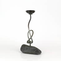 Kovaný svietnik tmavý kameň 34cm
