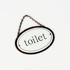 Kovová ceduľa na dvere TOILET 12x8cm