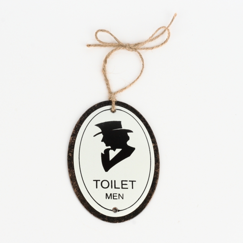 Kovová ceduľka na wc TOILET MEN 11x8cm