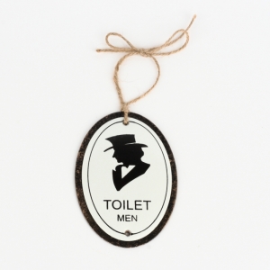Kovová ceduľka na wc TOILET MEN 11x8cm