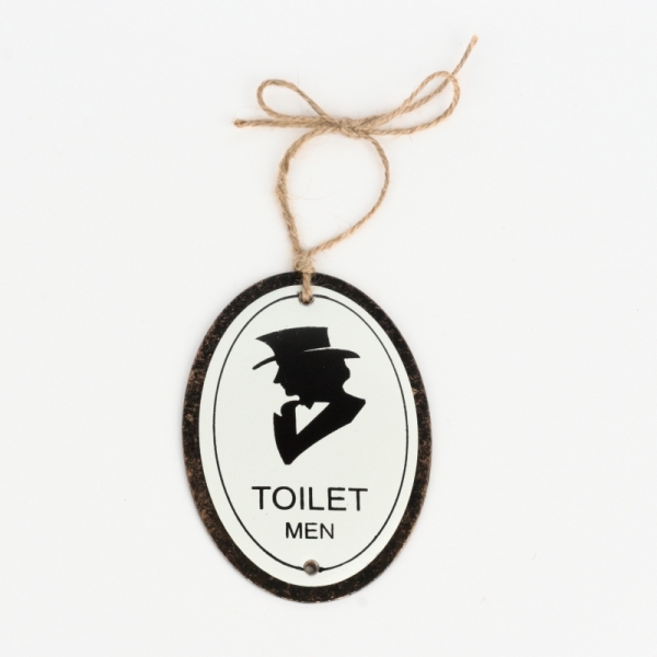 Kovová ceduľka na wc TOILET MEN 11x8cm