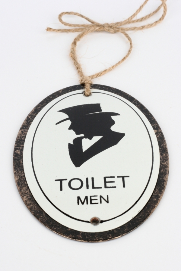 Kovová ceduľka na wc TOILET MEN 11x8cm