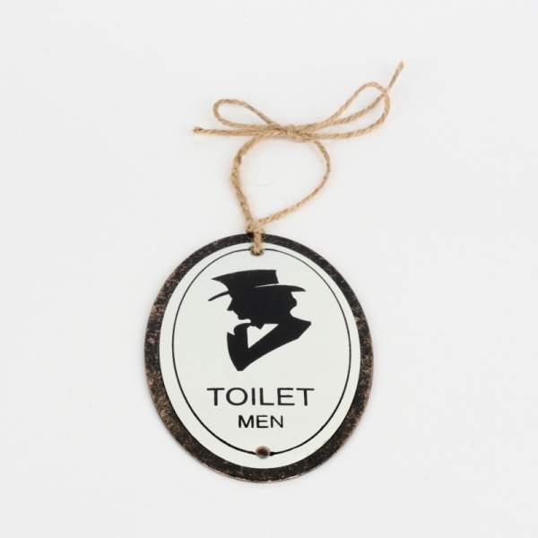 Kovová ceduľka na wc TOILET MEN 11x8cm