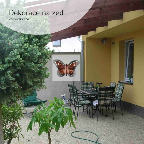 Kovová dekorácia ena múr motýľ 15 cm