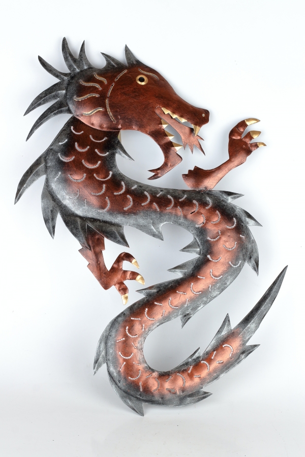 Kovová dekorácia na stenu drak 50cm