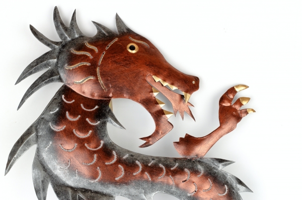 Kovová dekorácia na stenu drak 50cm