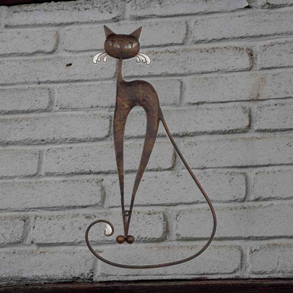 Kovová dekorácia na stenu mačka 28×51cm