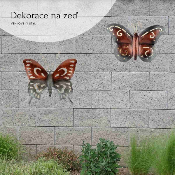 Kovová dekorácia na stenu motýľ farebný 25cm