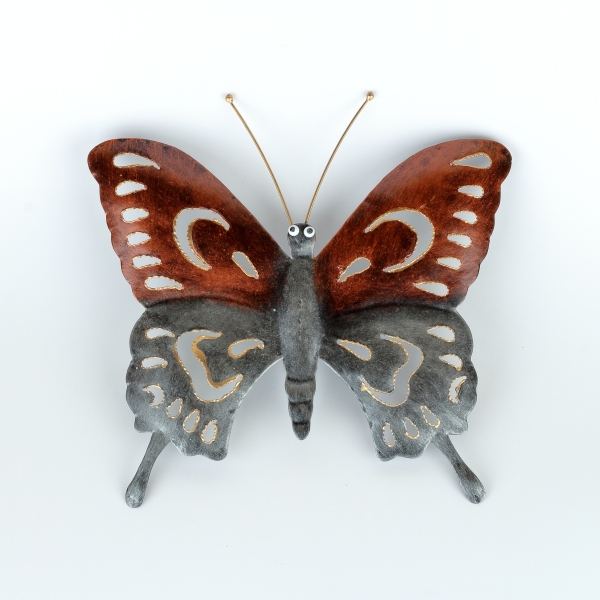 Kovová dekorácia na stenu motýľ farebný 25cm