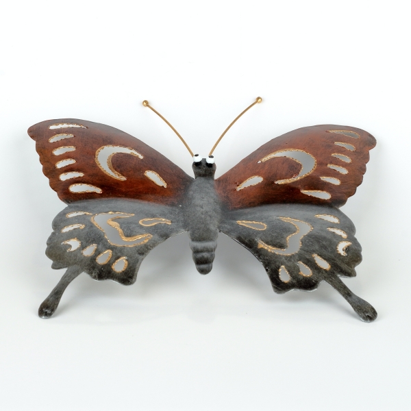 Kovová dekorácia na stenu motýľ farebný 25cm