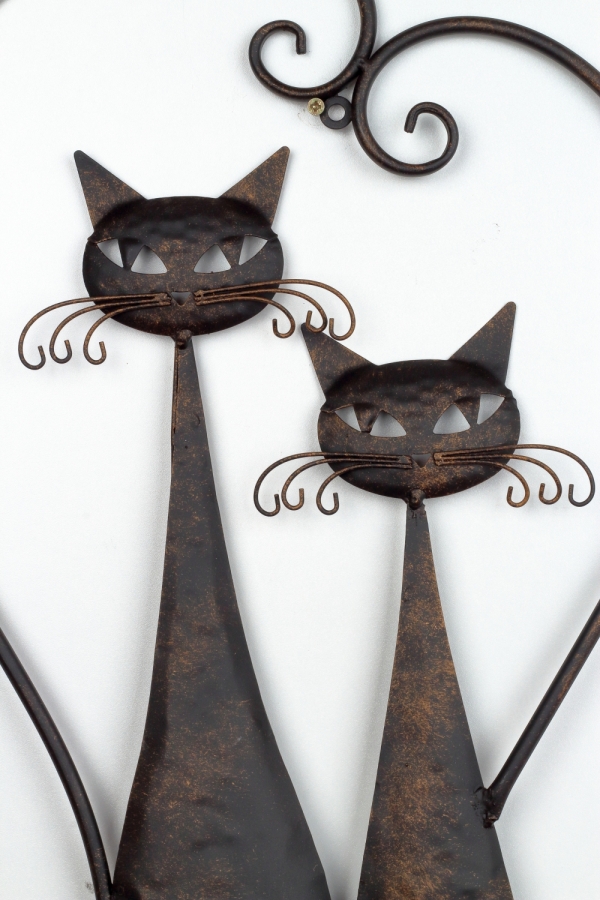 Kovová dekorácia na stenu zaľúbené mačky 32x52cm