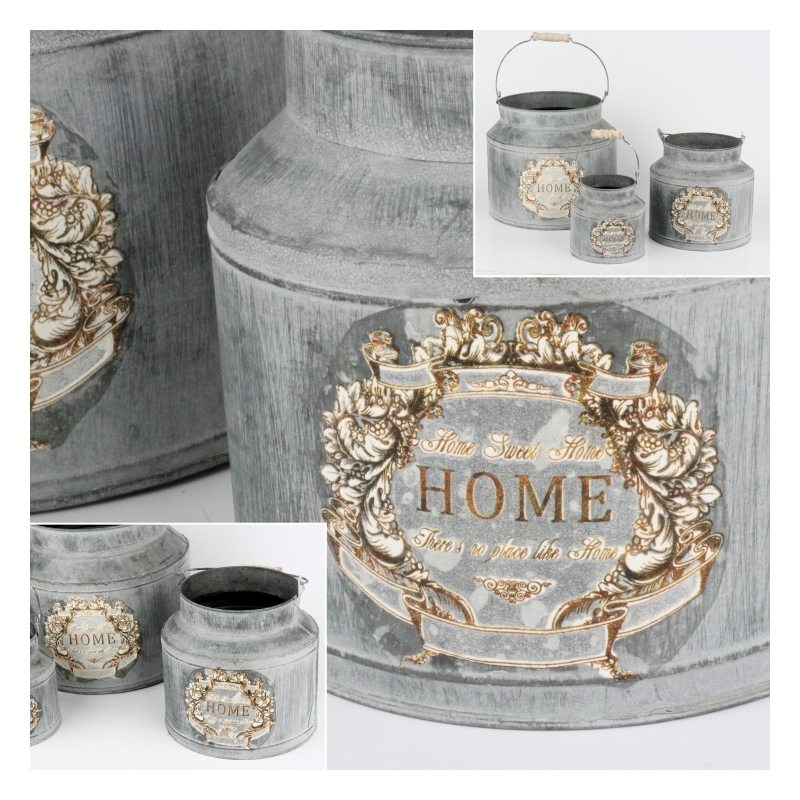 Kovová dekoračné bandaska HOME (sada 3ks) 34/27 / 20cm