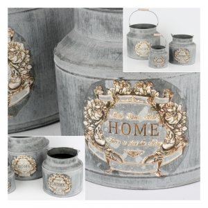 Kovová dekoračné bandaska HOME (sada 3ks) 34/27 / 20cm