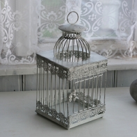 Kovová klietka biela Provence 32cm