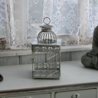 Kovová klietka biela Provence 32cm