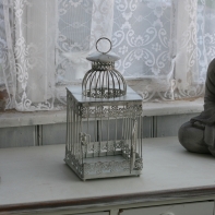 Kovová klietka biela Provence 32cm