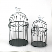 Kovová klietka s vtáčikom set 2ks - 35 / 43cm