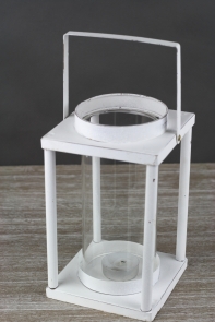 Kovová lucerna biela 28cm