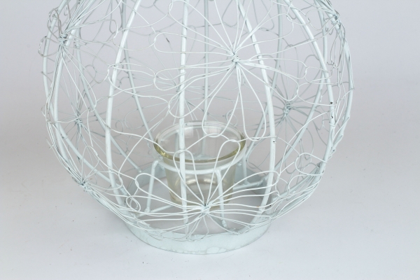 Kovová lampáš na čajovú sviečku biela